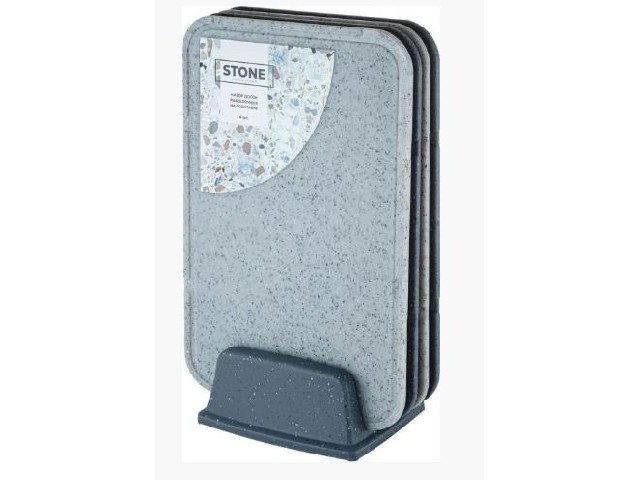 Набор досок разделочных Plast Team Stone на подставке 4шт. 200х120х340мм темный камень